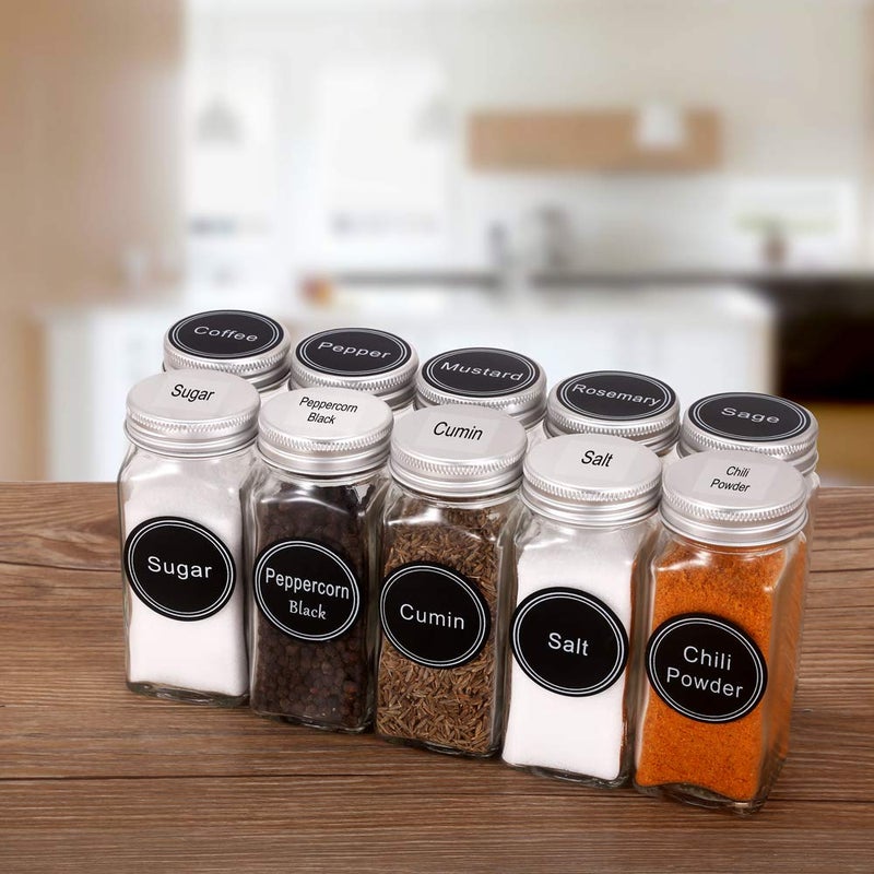 SWOMMOLY 771 Printed Spice Jar Labels with Extra Write-on Labels  Pantry Stickers and Chalk Marker Pen. Chalkboard and Transparent Labels Set - Image 5